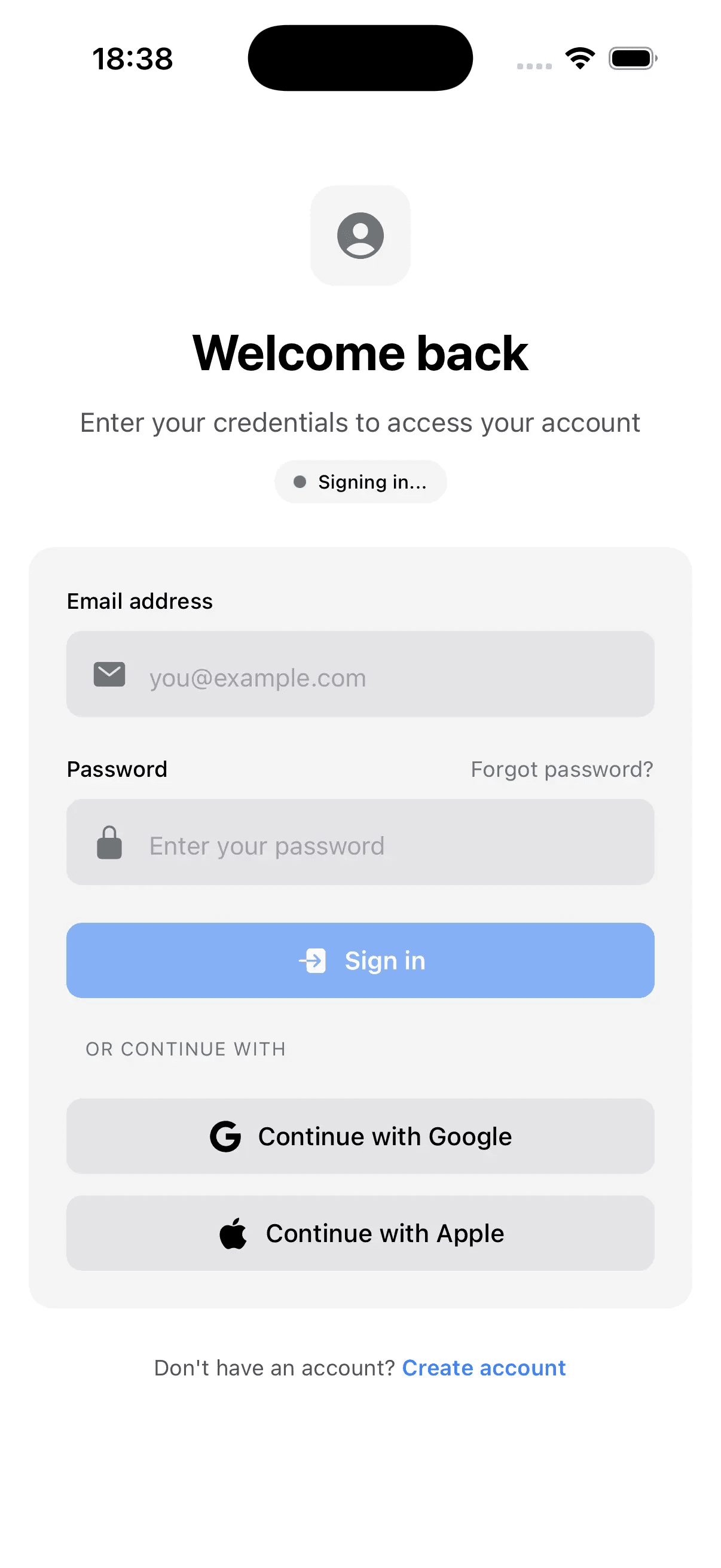 App demo - dark mode