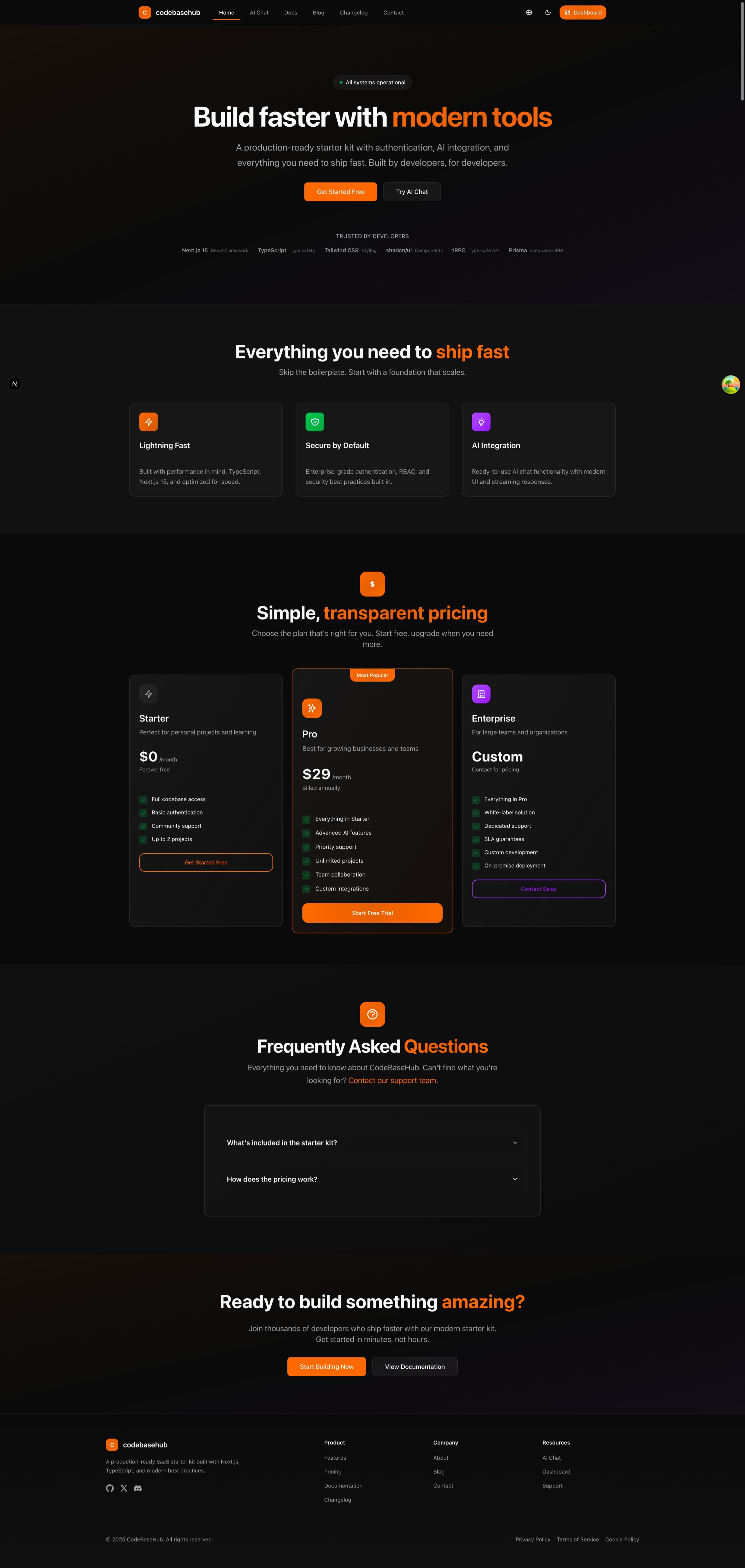 Landing Page - Dark Mode