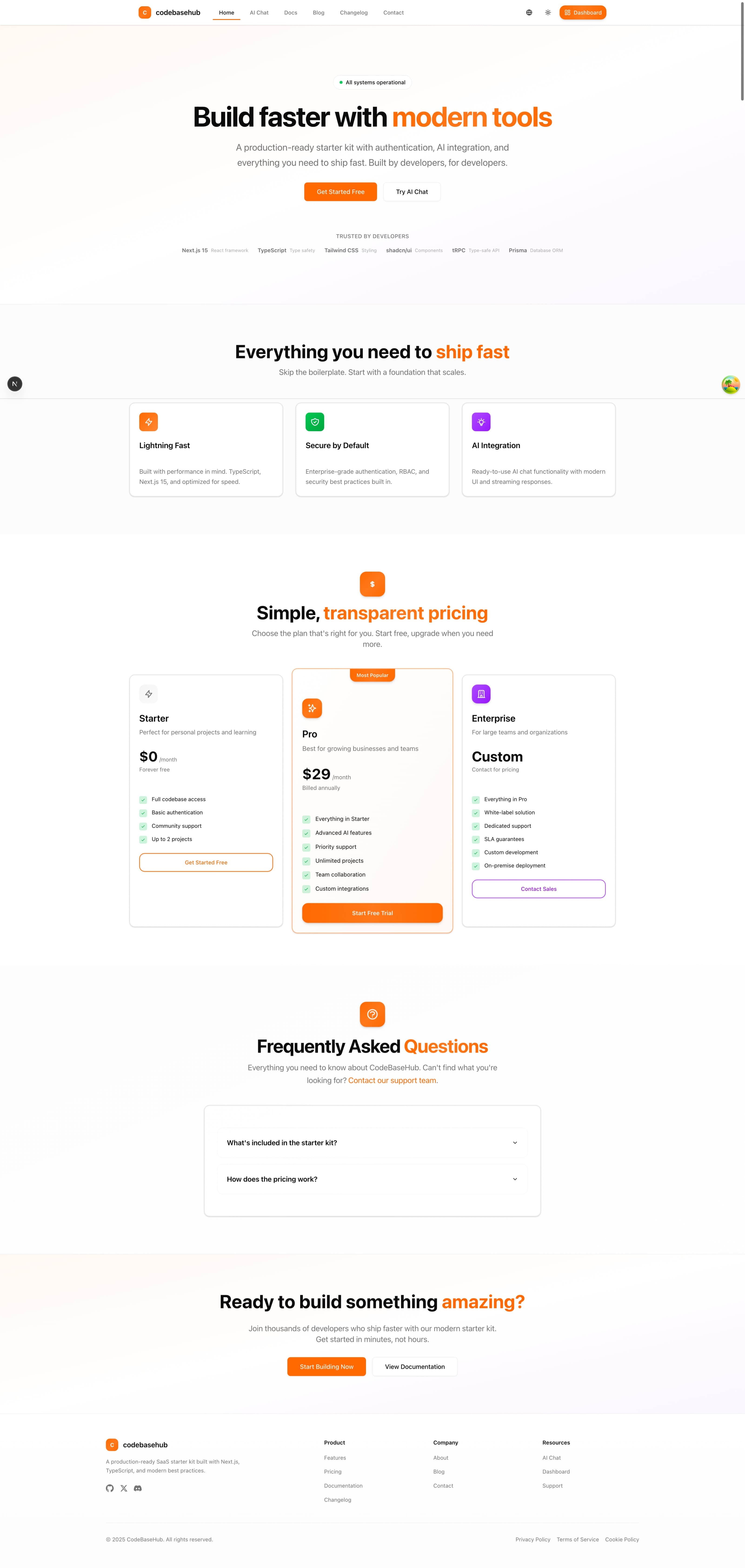 Landing Page - Light Mode