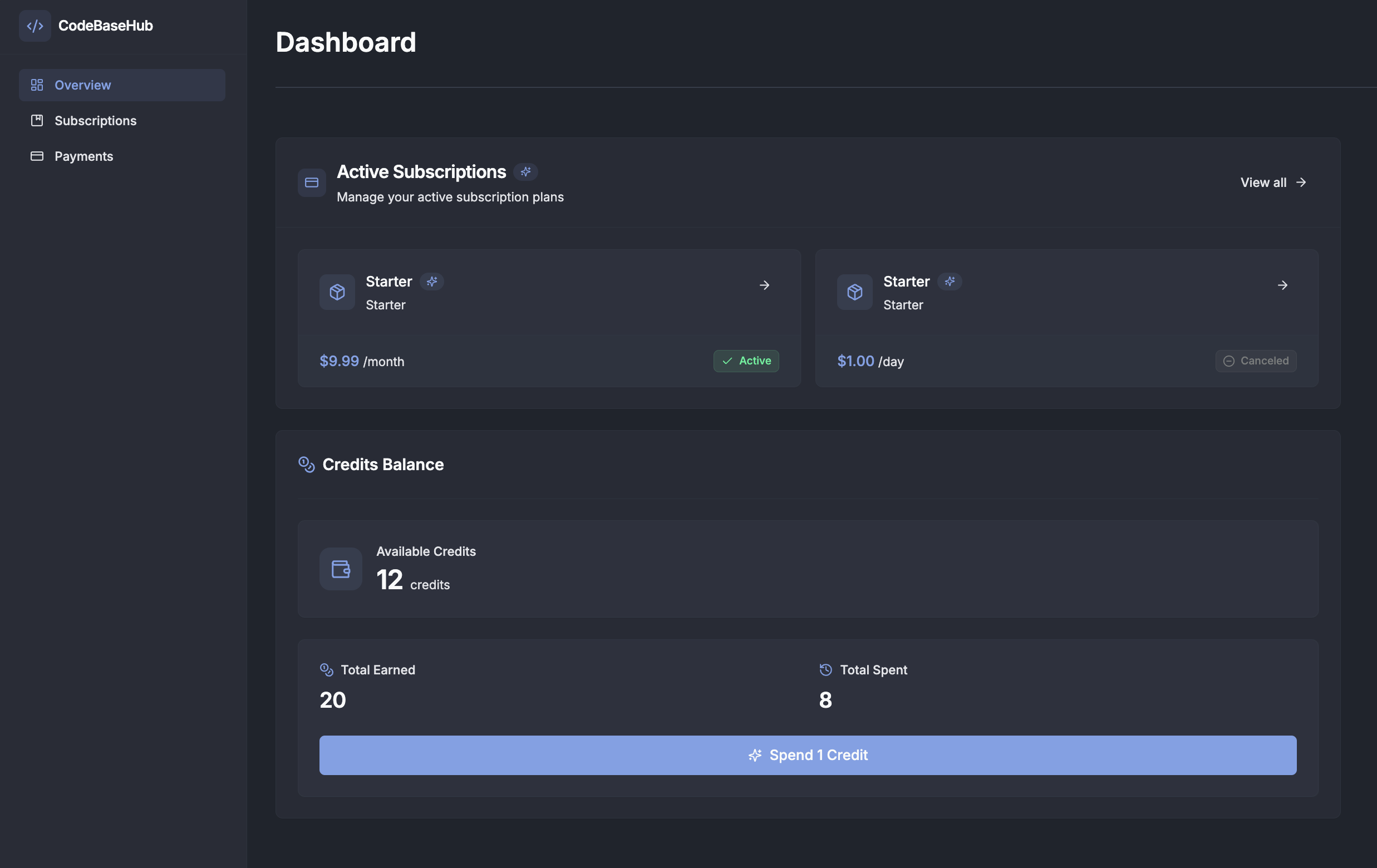 Dashboard Home